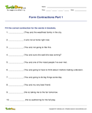 Form Contractions Part 1 - contractions - Third Grade