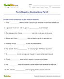 Form Negative Contractions Part 3 - contractions - Fifth Grade