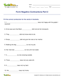 Form Negative Contractions Part 2 - contractions - Fourth Grade