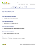 Identifying Homophones Part 3 - homonyms-homophones - Third Grade