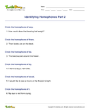 Identifying Homophones Part 2 - homonyms-homophones - Second Grade