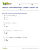 Using the Correct Homophone to Complete a Sentence Part 3 - homonyms-homophones - Third Grade