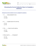 Choosing the Correct Collective Noun to Complete a Sentence - noun - Second Grade