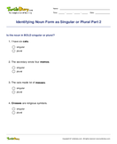 Identifying Noun Form as Singular or Plural Part 2 - noun - Fourth Grade