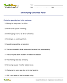 Identifying Gerunds Part 1 - noun - Fourth Grade