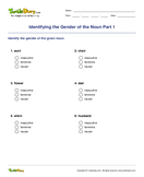 Identifying the Gender of the Noun Part 1 - noun - First Grade