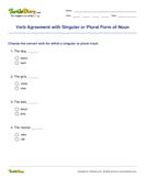Verb Agreement with Singular or Plural Form of Noun - noun - First Grade