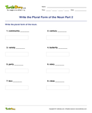 Write the Plural Form of the Noun Part 2 - noun - Fourth Grade