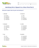 Identifying Part of Speech for a Given Word Part 2 - parts-of-speech - Fourth Grade