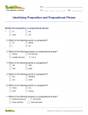 Identifying Preposition and Prepositional Phrase - preposition - Third Grade