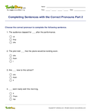Completing Sentences with the Correct Pronouns Part 2 - pronoun - Third Grade