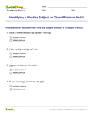 Identifying a Word as Subject or Object Pronoun Part 1 - pronoun - Fourth Grade