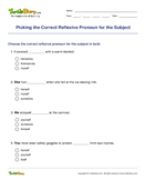 Picking the Correct Reflexive Pronoun for the Subject - pronoun - Second Grade