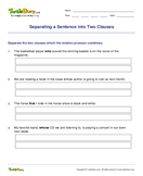 Separating a Sentence into Two Clauses