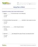 Using That or Which - pronoun - Fourth Grade