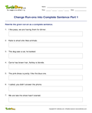 Change Run-ons into Complete Sentence Part 1 - sentence - Third Grade