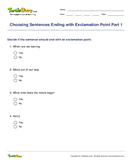 Choosing Sentences Ending with Exclamation Point Part 1 - sentence - Third Grade