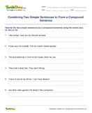 Combining Two Simple Sentences to Form a Compound Sentence - sentences - Second Grade
