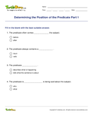 Determining the Position of the Predicate Part 1 - sentence - Third Grade
