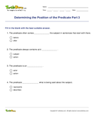 Determining the Position of the Predicate Part 3 - sentences - Fifth Grade