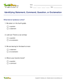 Identifying Statement, Command, Question, or Exclamation - sentence - Third Grade