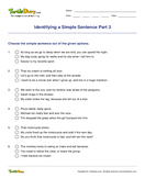 Identifying a Simple Sentence Part 3 - sentences - Third Grade
