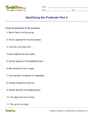 Identifying the Predicate Part 3 - sentence - Fifth Grade