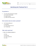 Identifying the Predicate Part 2 - sentences - Fourth Grade