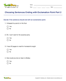 Choosing Sentences Ending with Exclamation Point Part 2 - sentence - Fifth Grade