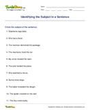 Identifying the Subject in a Sentence - sentences - Third Grade