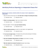 Identifying Words as Dependent or Independent Clause Part 1 - sentences - Third Grade