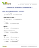 Choosing the Correct End Punctuation Part 2 - sentences - Third Grade