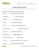 Subject Verb Agreement - sentences - Third Grade