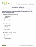 Correct form of the Verb - verb - Third Grade