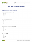 Using Verbs to Complete Sentences - verb - First Grade