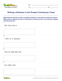Writing a Sentence in the Present Continuous Tense - verb - Fourth Grade