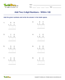 Add Two 2-digit Numbers - Within 100 - addition - Second Grade