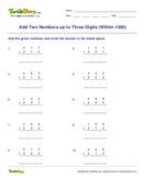 Add Two Numbers up to Three Digits (Within 1000) - addition - Third Grade