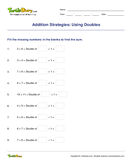 Addition Strategies: Using Doubles - mixed-operations - First Grade