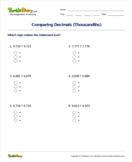 Comparing Decimals (Thousandths) - decimals - Fifth Grade