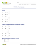 Division Sentences - division - Third Grade