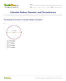 Calculate Radius, Diameter, and Circumference - geometry - Fourth Grade