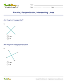Parallel, Perpendicular, Intersecting Lines - angles - Fourth Grade