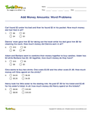 Add Money Amounts: Word Problems - money - Fourth Grade