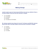 Making Change - units-of-measurement - Fourth Grade