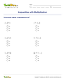 Inequalities with Multiplication - multiplication - Fourth Grade