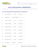 Solve using Properties of Multiplication - multiplication - Third Grade