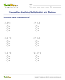 Inequalities Involving Multiplication and Division - ordering-numbers - Fourth Grade