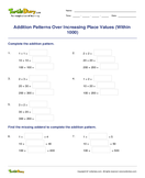 Addition Patterns Over Increasing Place Values (Within 1000) - whole-numbers - Third Grade