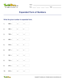 Expanded Form of Numbers - place-value - Second Grade